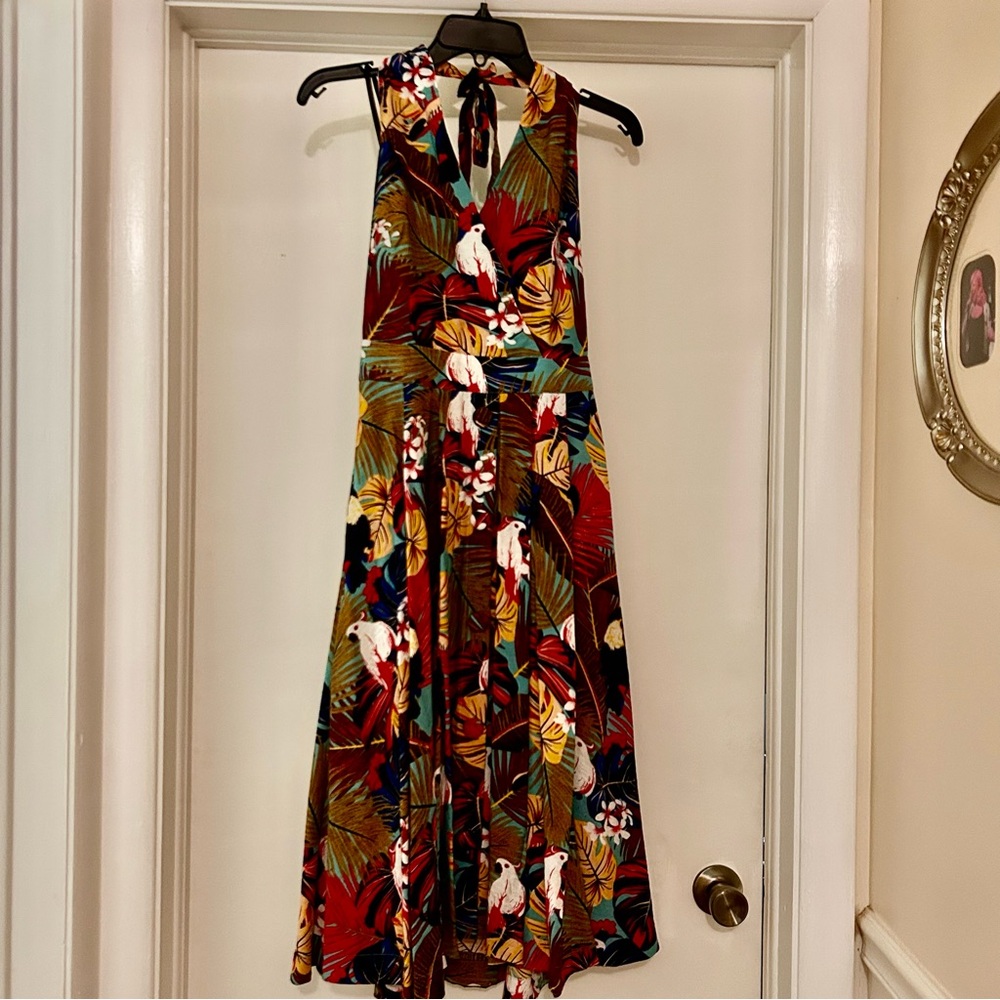 Unique Vintage Tropical Halter Dress